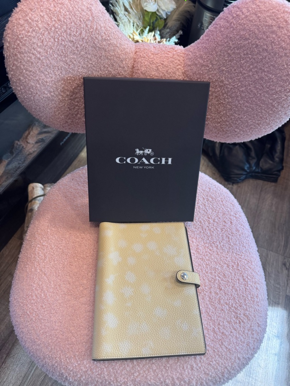 Coach Yellow Leather Planner with Snap Strap
